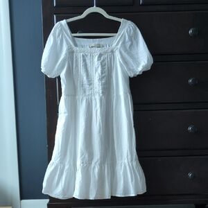 LOFT Cotton White Cottagecore Dress